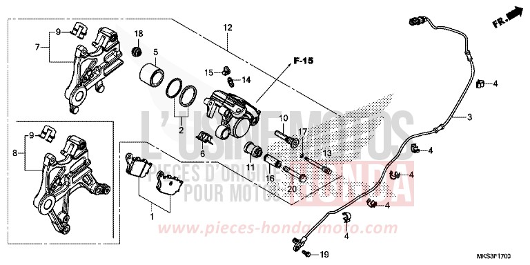 HINTERRAD-BREMSSATTEL von Africa Twin Mechanik DARKNESS BLACK METALLIC (NH463) von 2020